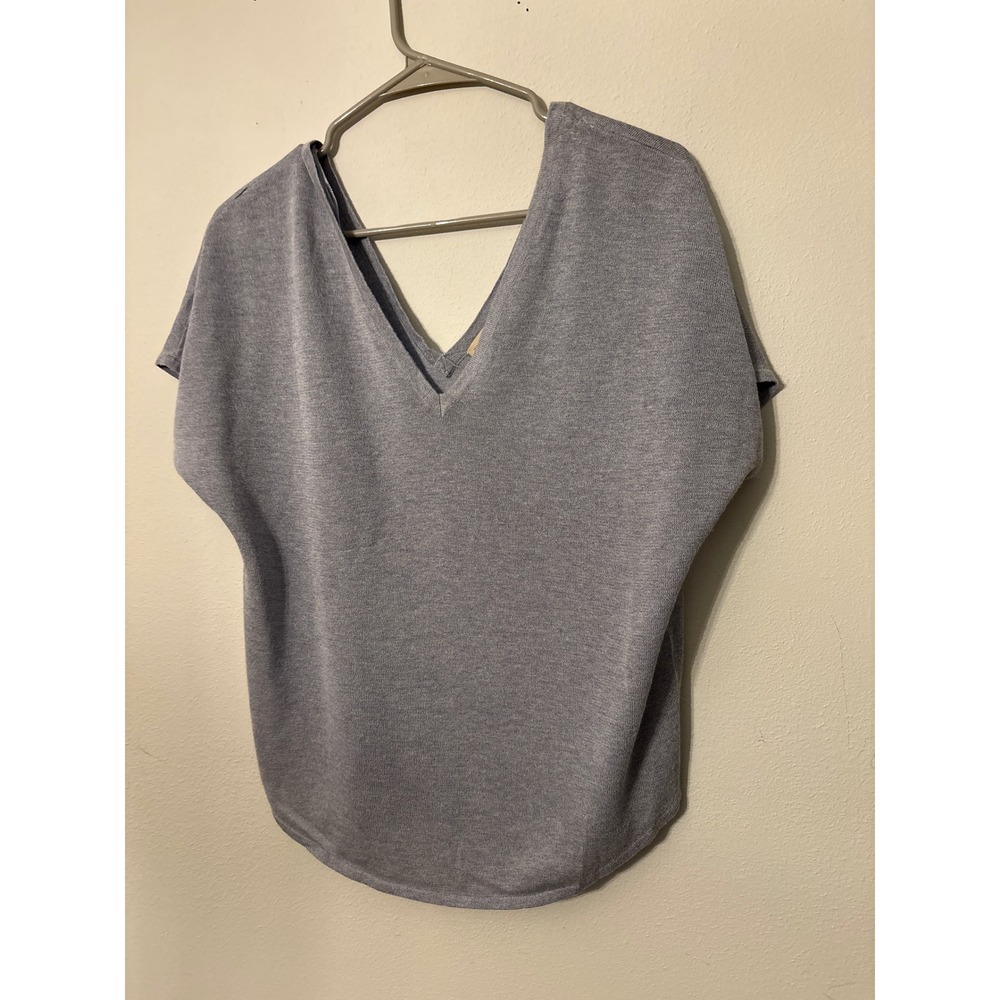 Cremieux Knit Top Womens XS Blue Excellent V-Neck Dolman Sleeve Curved Hem